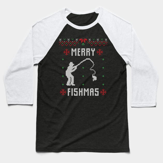 Merry Fishmas Funny Christmas Xmas For Fishers Baseball T-Shirt by DragonTees